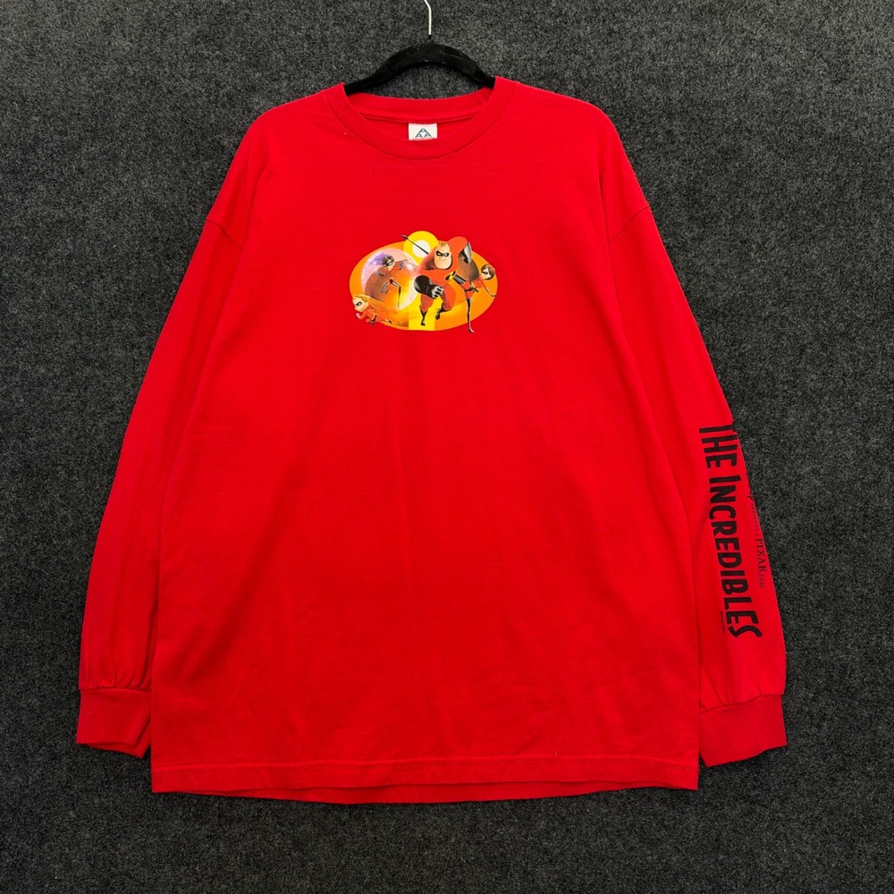 Vintage The Incredibles Disney Pixar Red Long Sleeve Shirt XL AAA Alstyle Promo